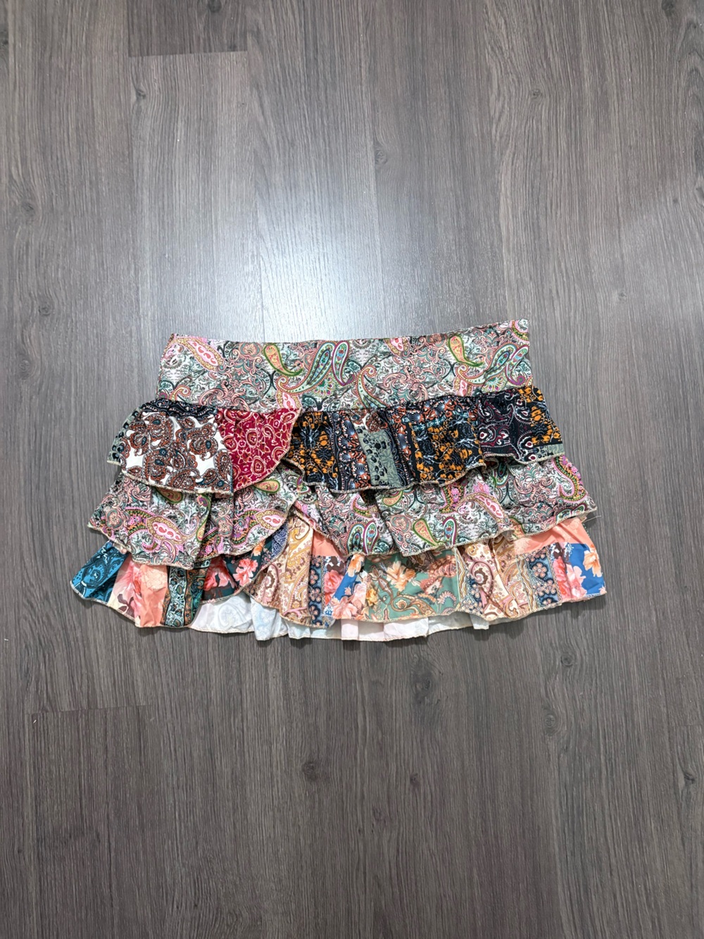 SHEIN Multi-Color Paisley Tiered Ruffle Skirt